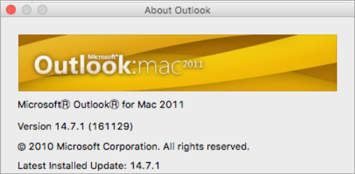 what is the latest version of outlook 2011 for mac